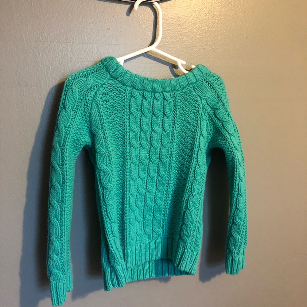 Old Navy girls 3T cable knit teal sweater.